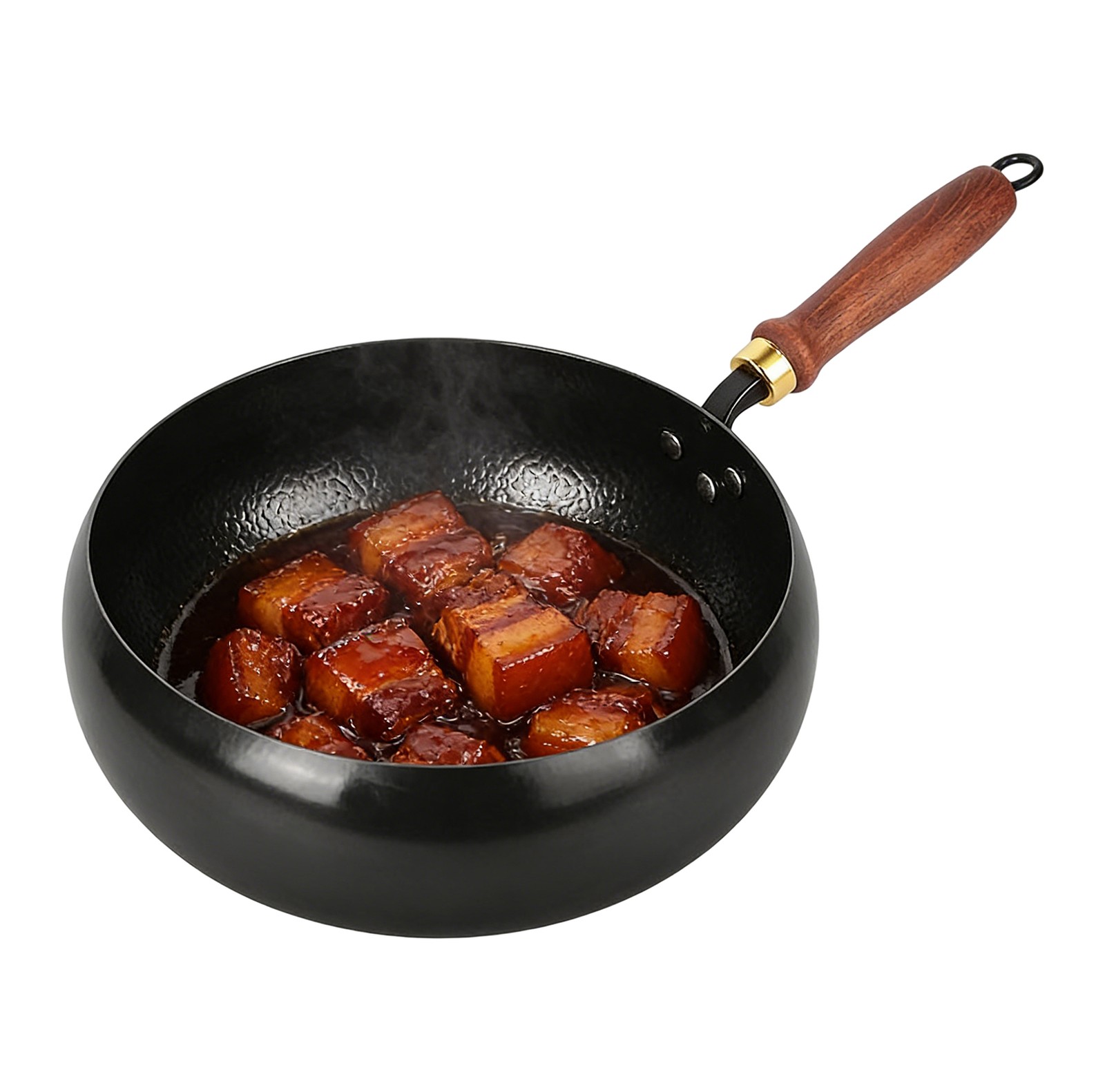 Hand-forged Hammered Wok, Deep Round Bottom Wok, Multi-purpose Stir Fry Pot