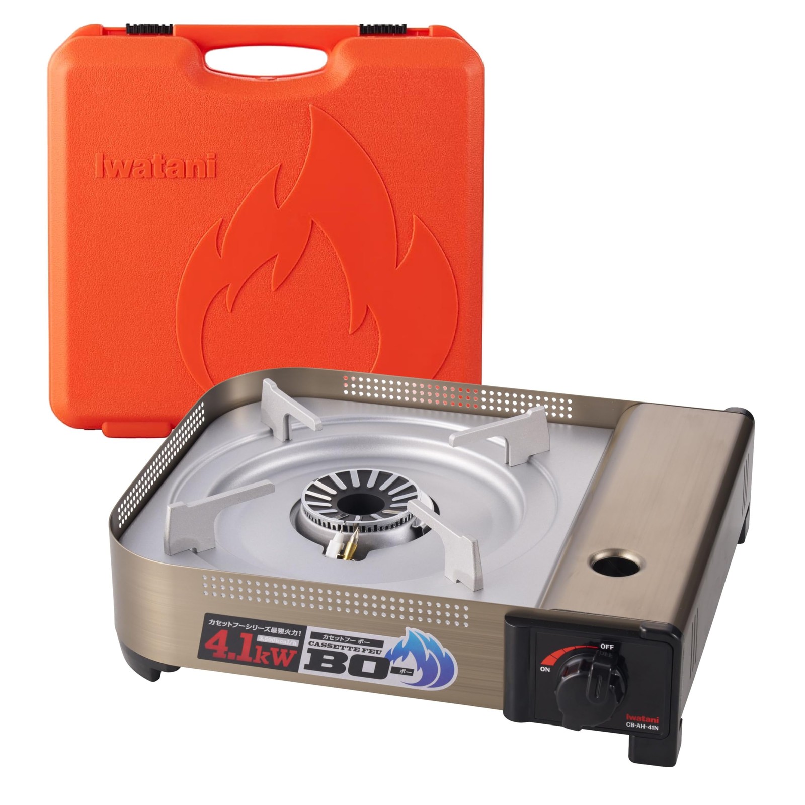 Iwatani Cassette Portable Gas Stove CB-AH-41N Silver with Case Japan