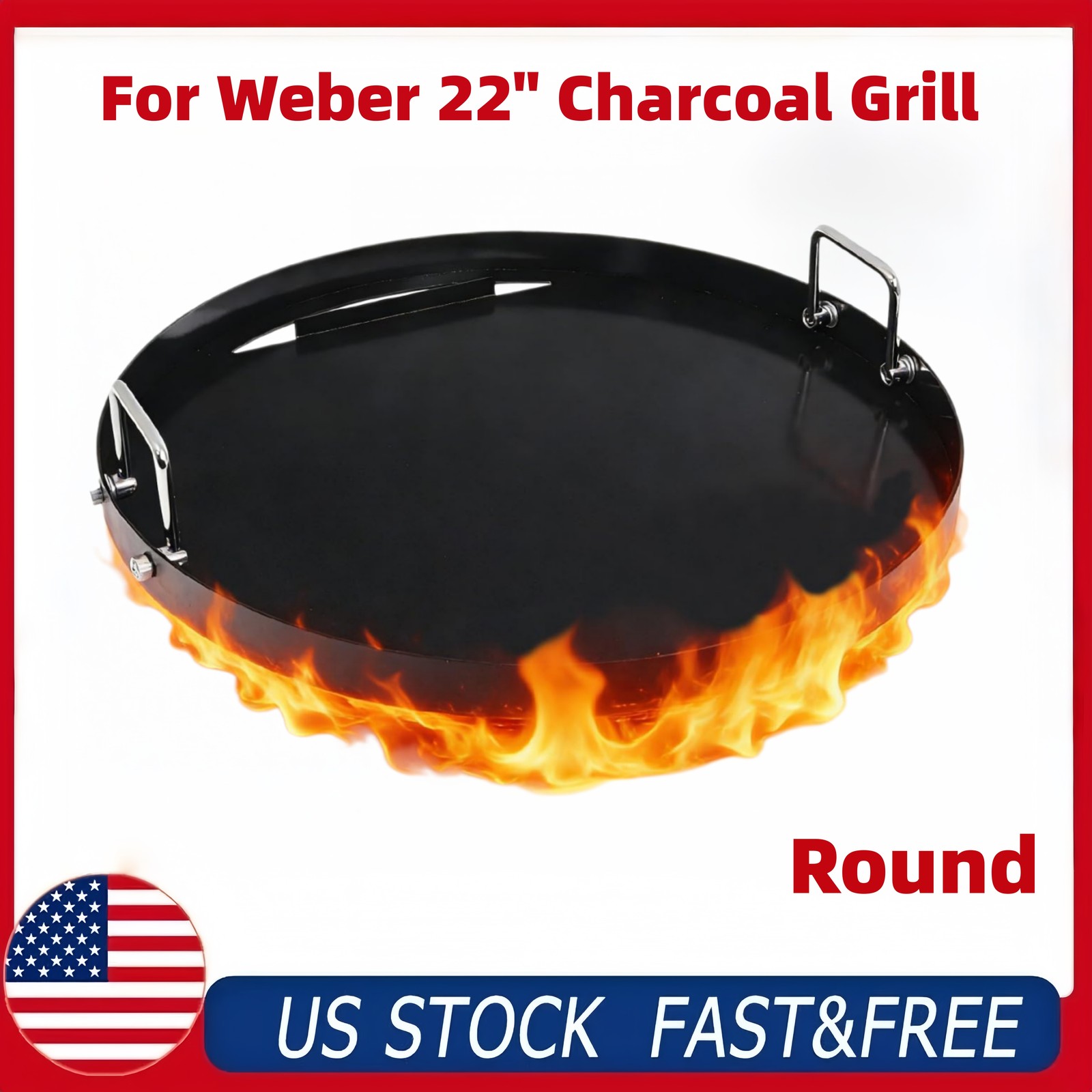 SHINESTAR 22″ Carbon Steel Griddle for Weber Kettle 22″ Charcoal Grill One-Touch