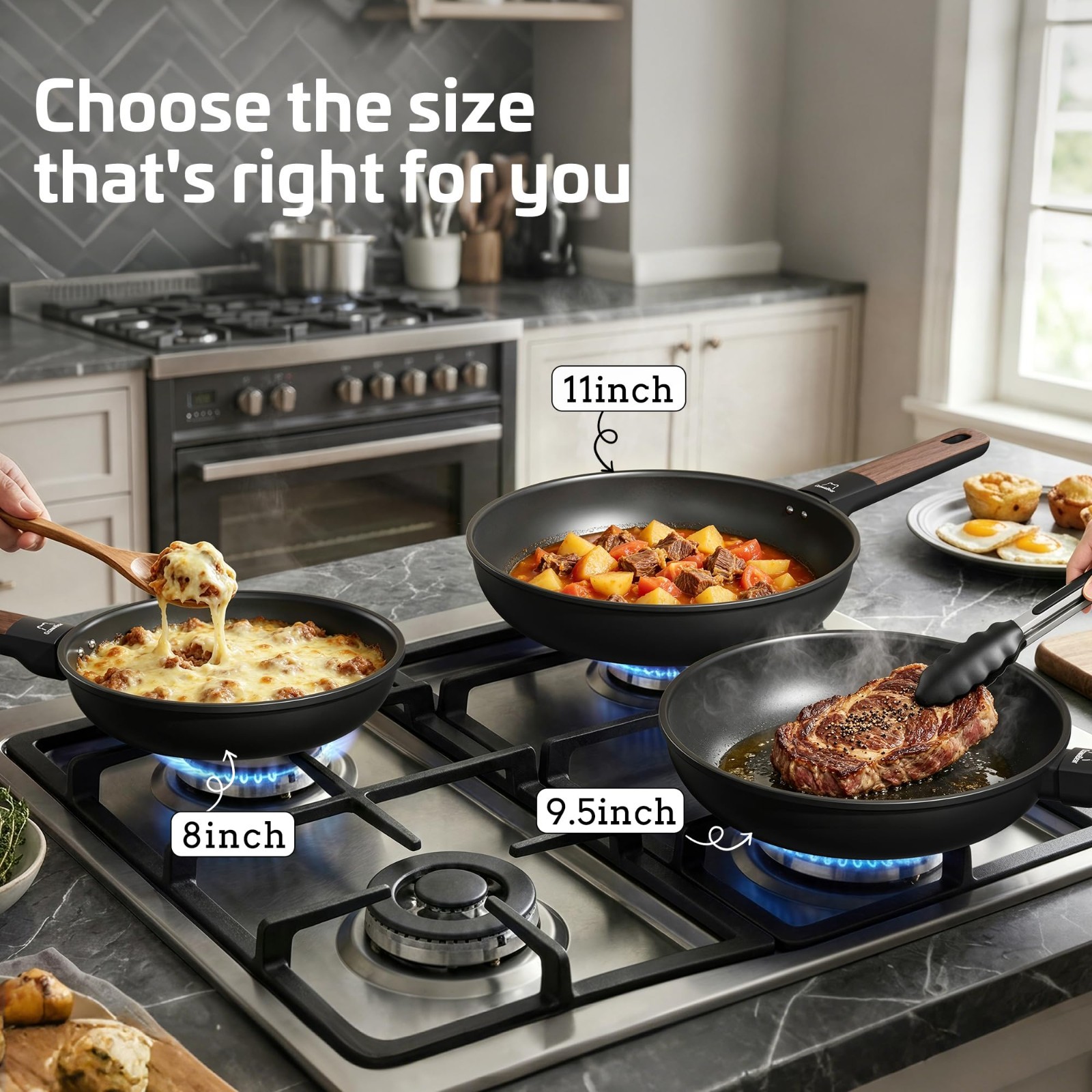 Non-Stick Titanium Frying Pan Skillet, 11″ Omelet & Egg Pan, Induction Safe, PFA