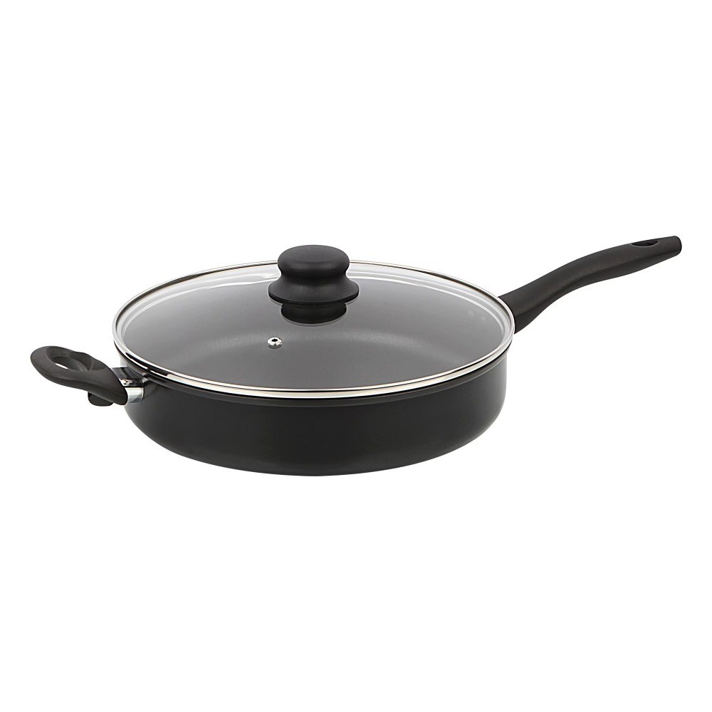 Large 28cm Non-Stick Jumbo Cooker Frying Pan with Glass Lid 4 Quart Multi-Use