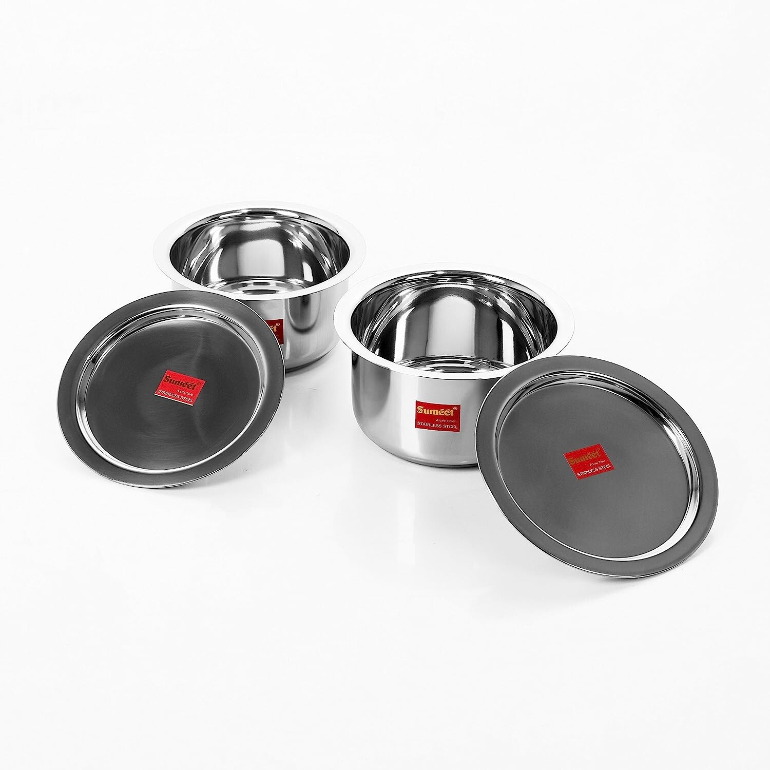 Stainless Steel Cookware Set With Lid (Capacity 1.4 & 1.8 Liter) Set of 2 Piece