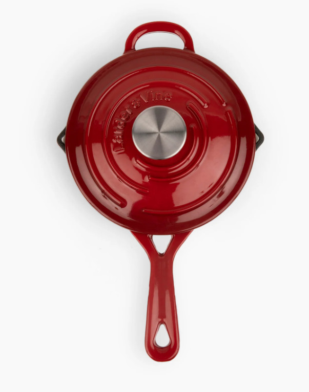 Larder & Vine Enameled Cast Iron Saucepan with Lid, 2.1L, 2 Colours BNIB