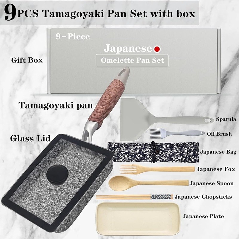 Japanese Omelet Pan Set Nonstick Cooking Tools Induction Electric Stove Cookware