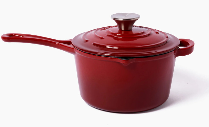 Larder & Vine Enameled Cast Iron Saucepan with Lid, 2.1L, 2 Colours BNIB
