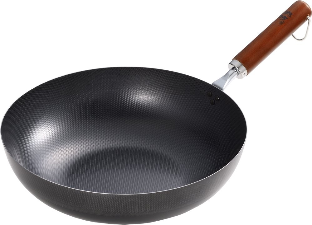 Yoshikawa Iron Frying Pan with Wooden Handle, 30cm, 4.6L, ??Simple Design, YJ235