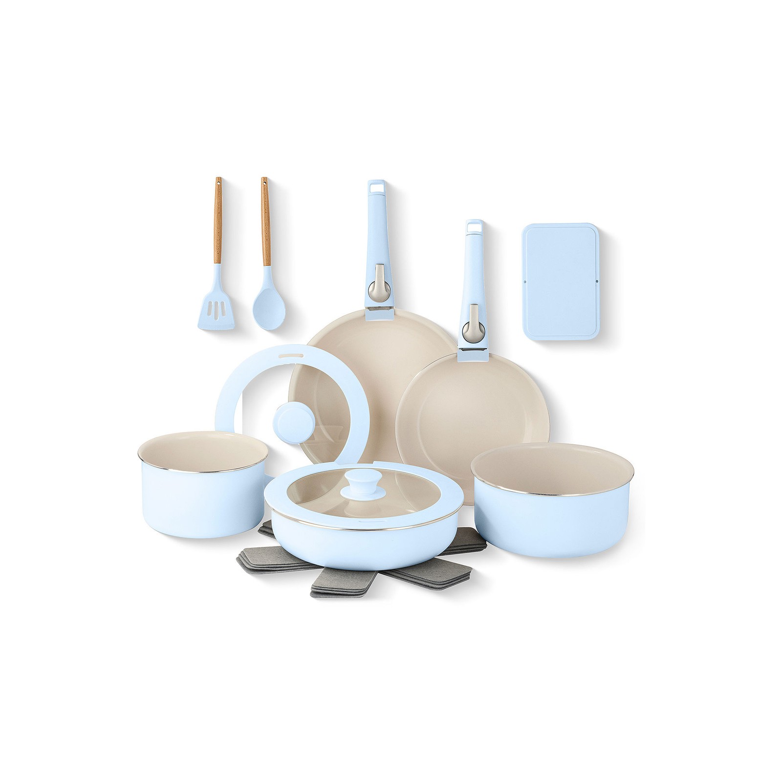 Gotham Steel 18-Pc. Removeable Handle Cookware Set – LT BLUE ONE SIZE
