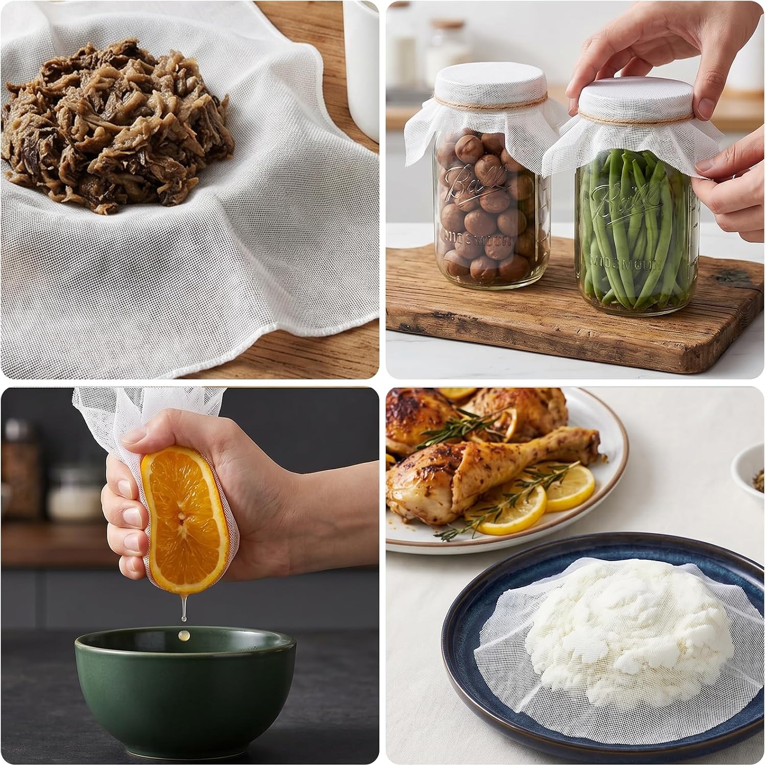 6 PCS Steamer Basket Liners Natural Pure Cotton Steamer Cloth Cheese Cloths