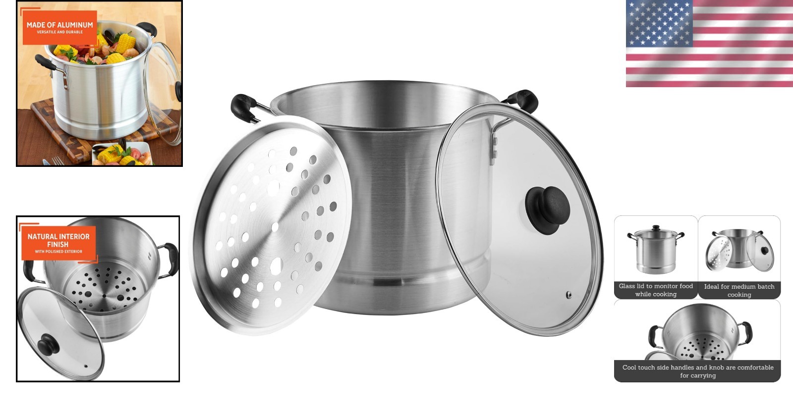 Versatile 20-Quart Steamer with Tempered Glass Lid – Cook Seafood and Vegetables