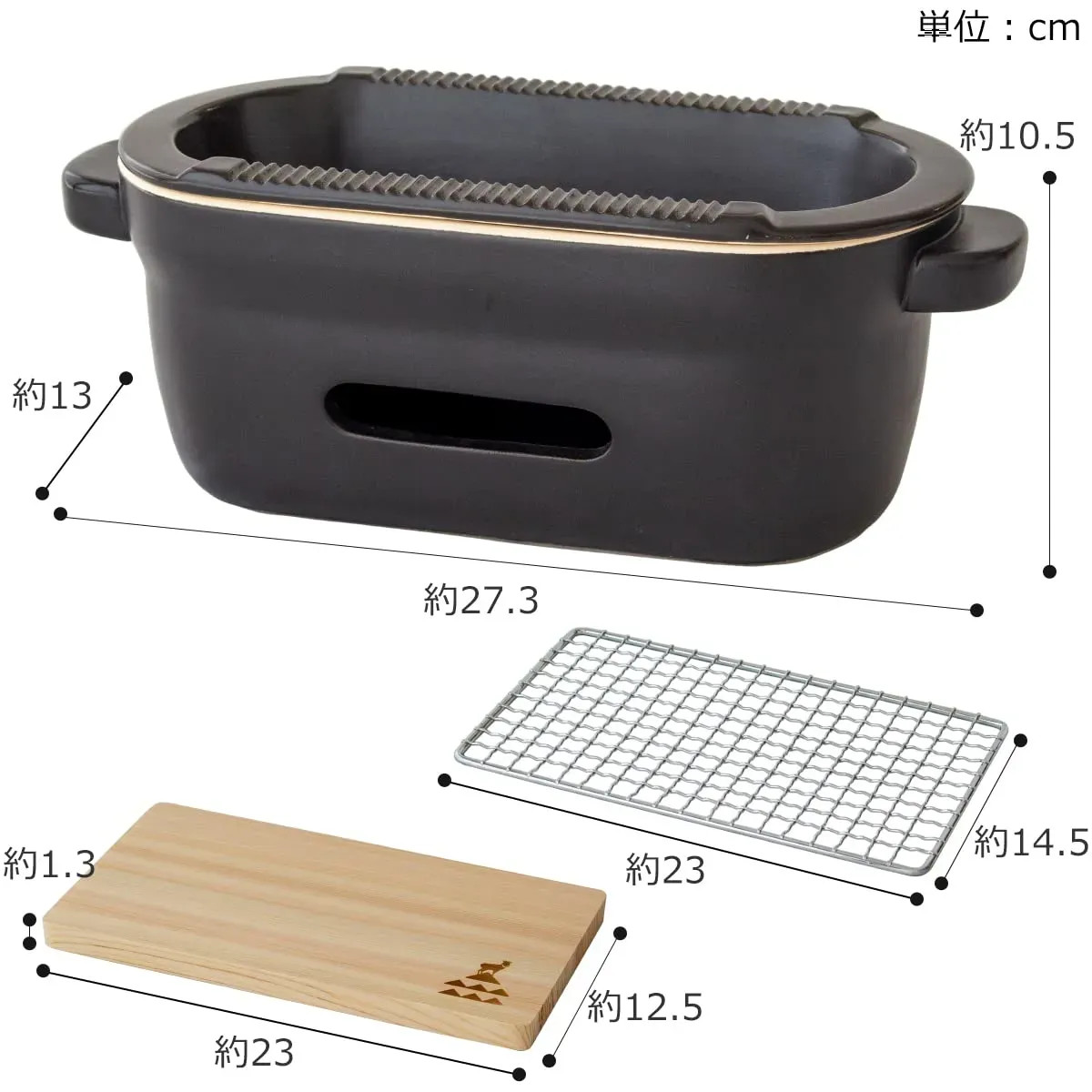 NEW Kamashika Tou Charcoal Grill Set Rectangular Black Made in Japan OR-60-2310