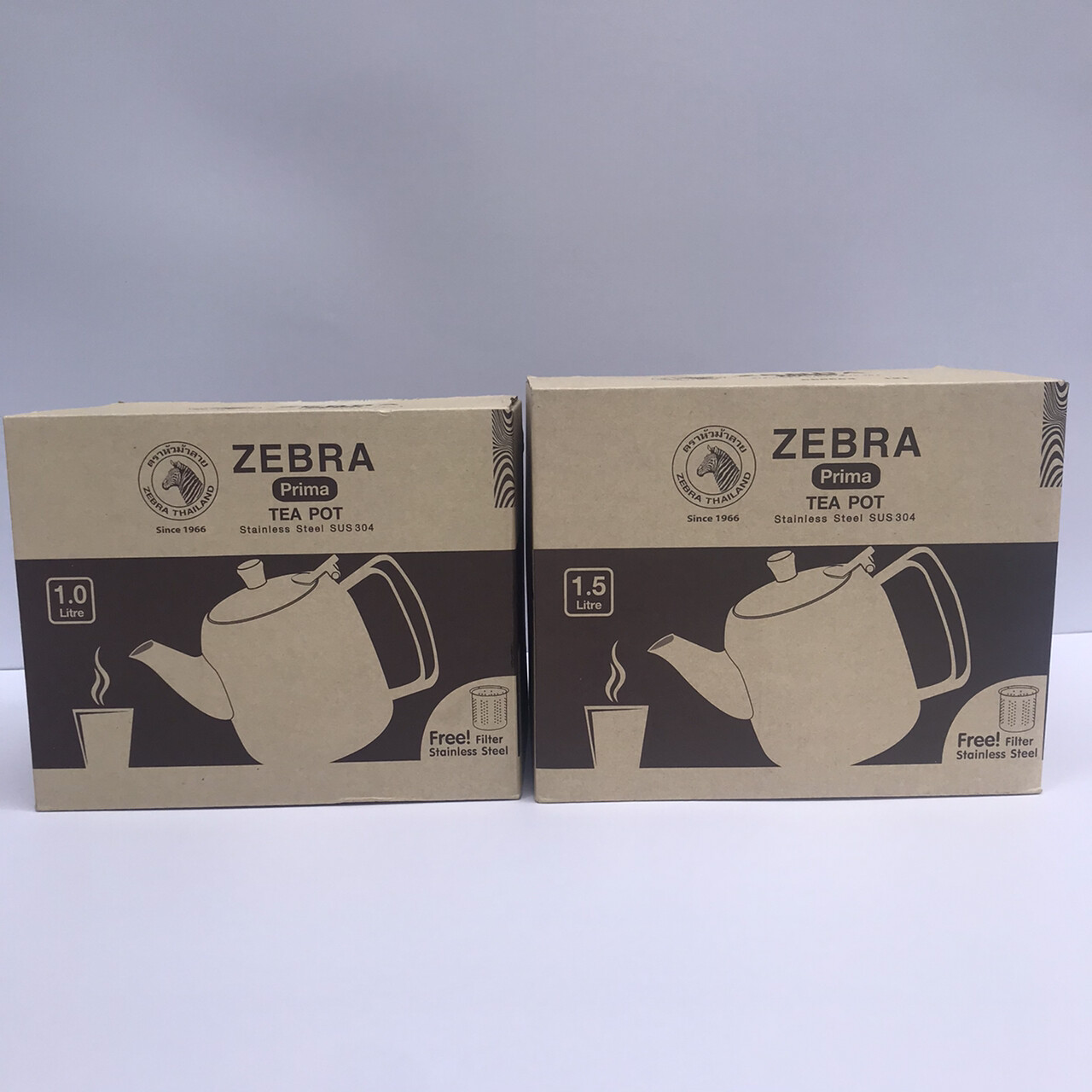 Thai Zebra Brand Prima Tea Pot Kitchenware Silver Stainless Steel Free Filter
