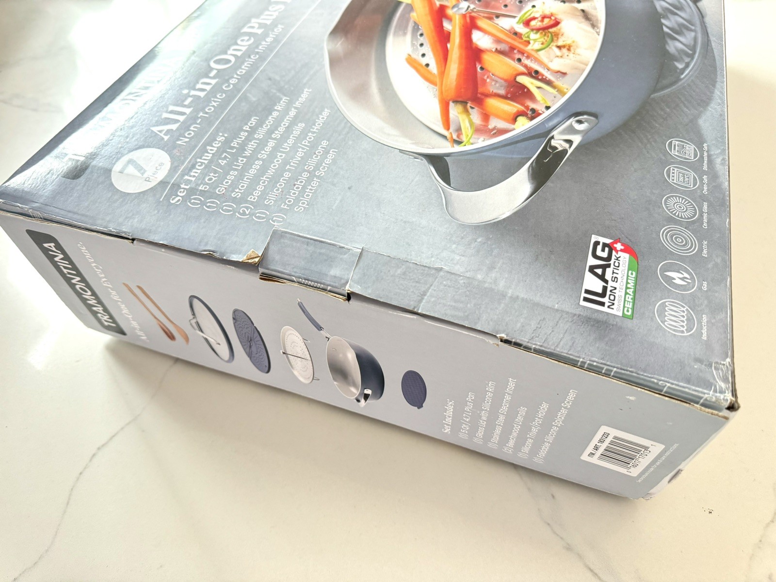 Tramontina Ceramic Nonstick All In One Plus Pan 7 Piece Set – Blue