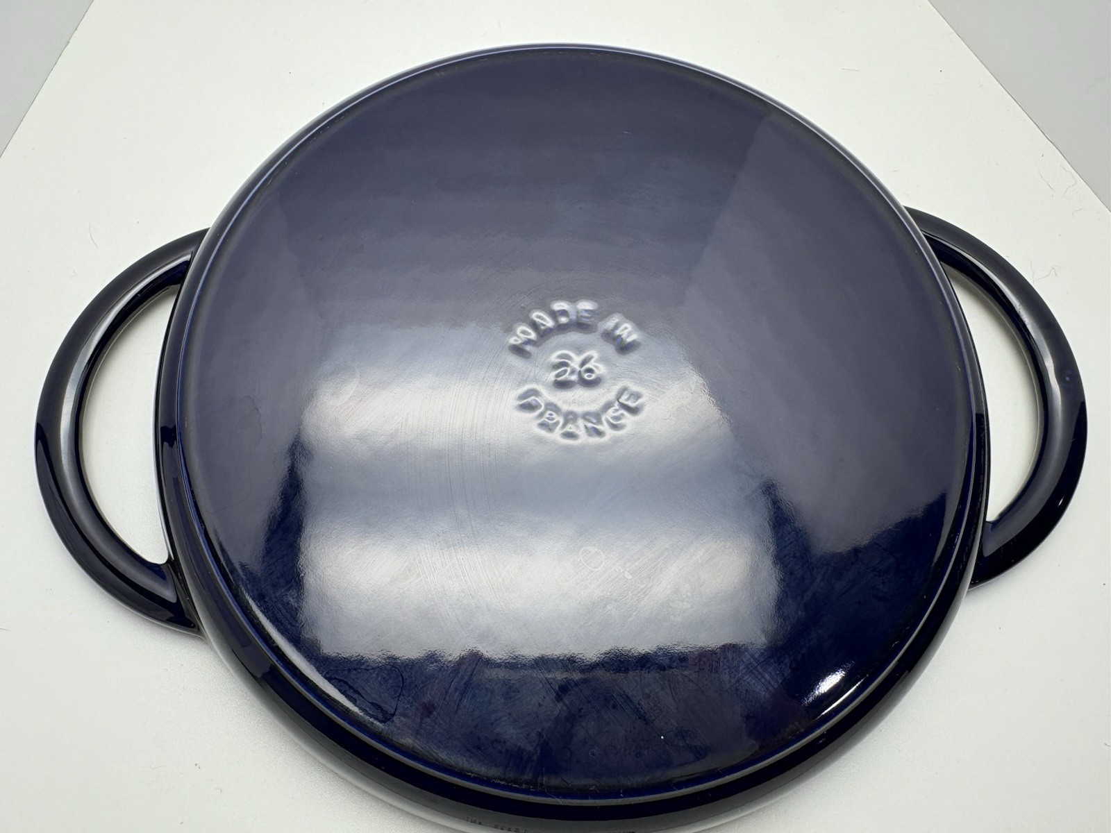 Staub Pure 26cm 10″Round Double Handle Enameled Cast Iron Grill Skillet Pan Blue