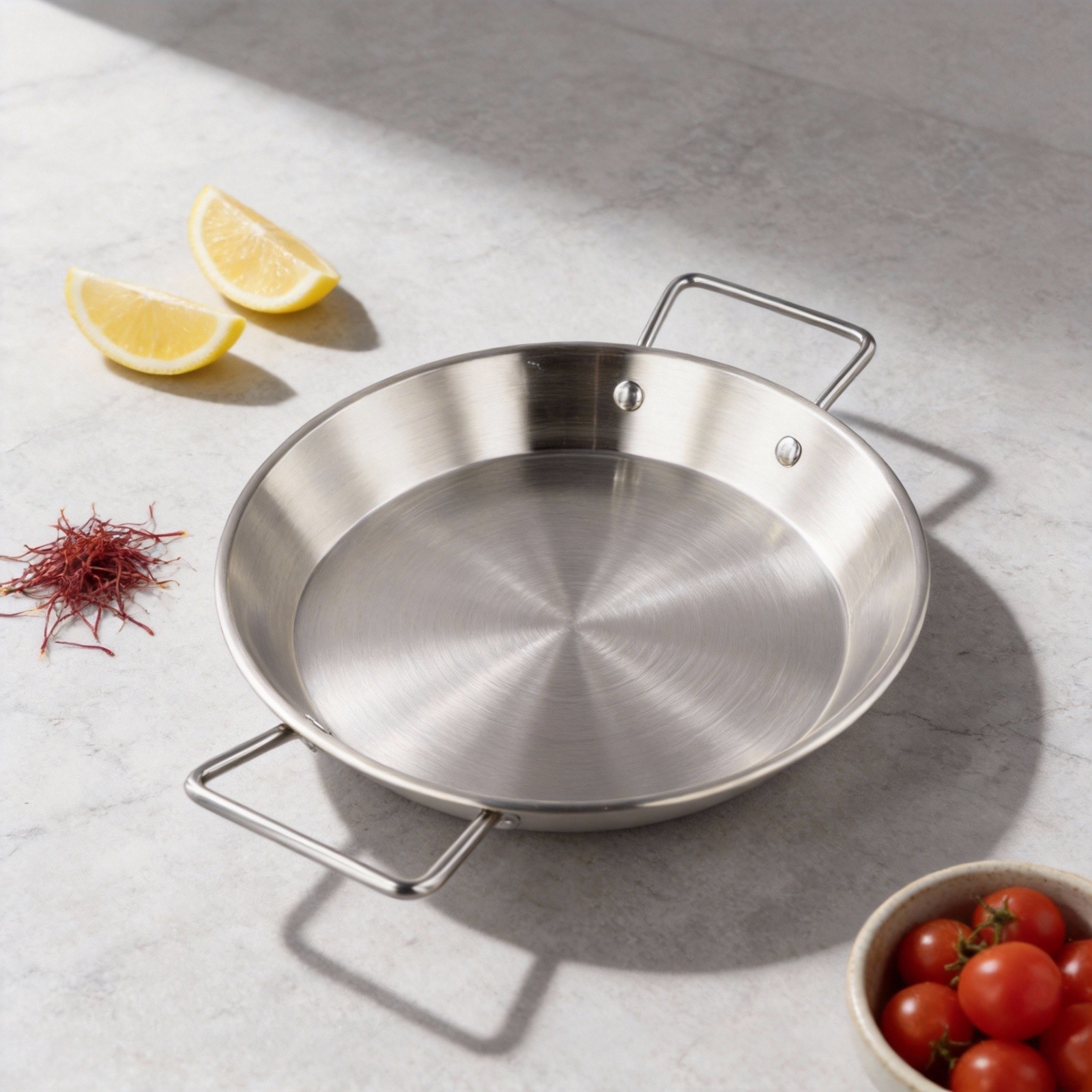 Rust Resistant Stainless Steel Paella Pot Flat Bottom Cooking Pot 32CM