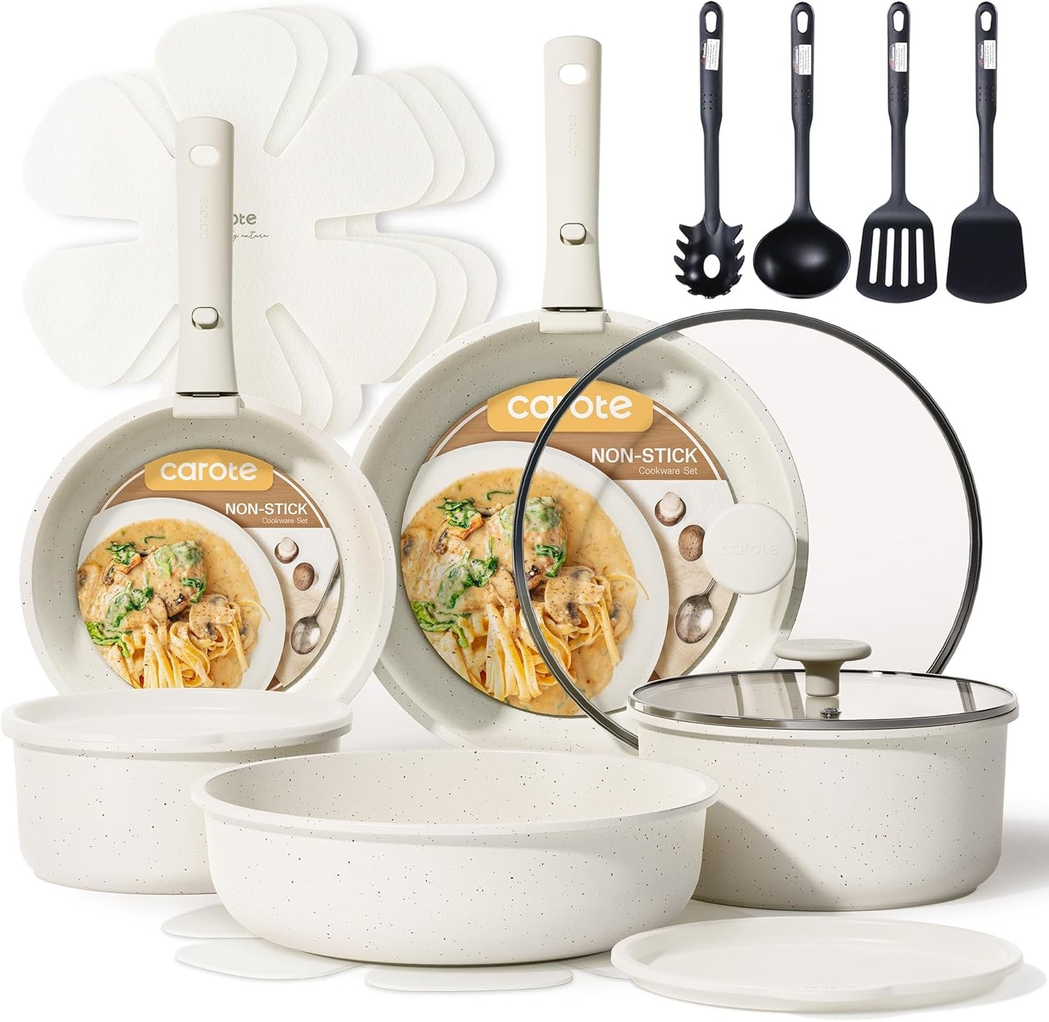 19pcs Pots & Pans Set Nonstick Cookware Set Detachable Handle Induction Kitchen