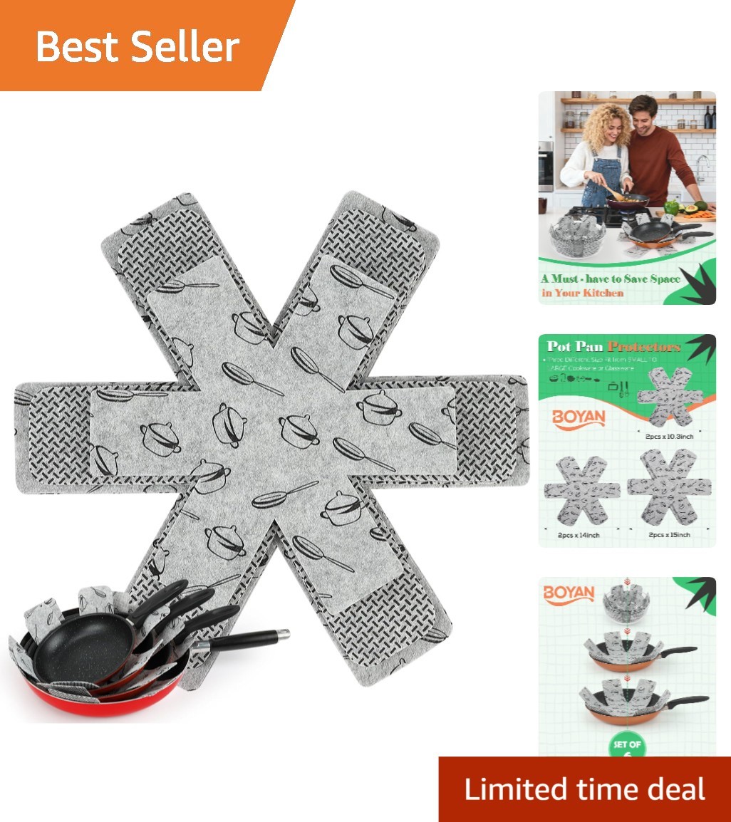 Felt Pot Protectors for Stacking – 6 Pieces in 3 Adjustable Sizes