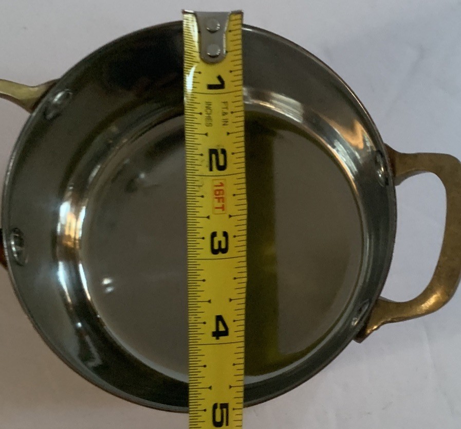 2 Mini Stainless Steel Copper Plated Dutch Oven Fryer Brass Handle 4.75″ No Lid