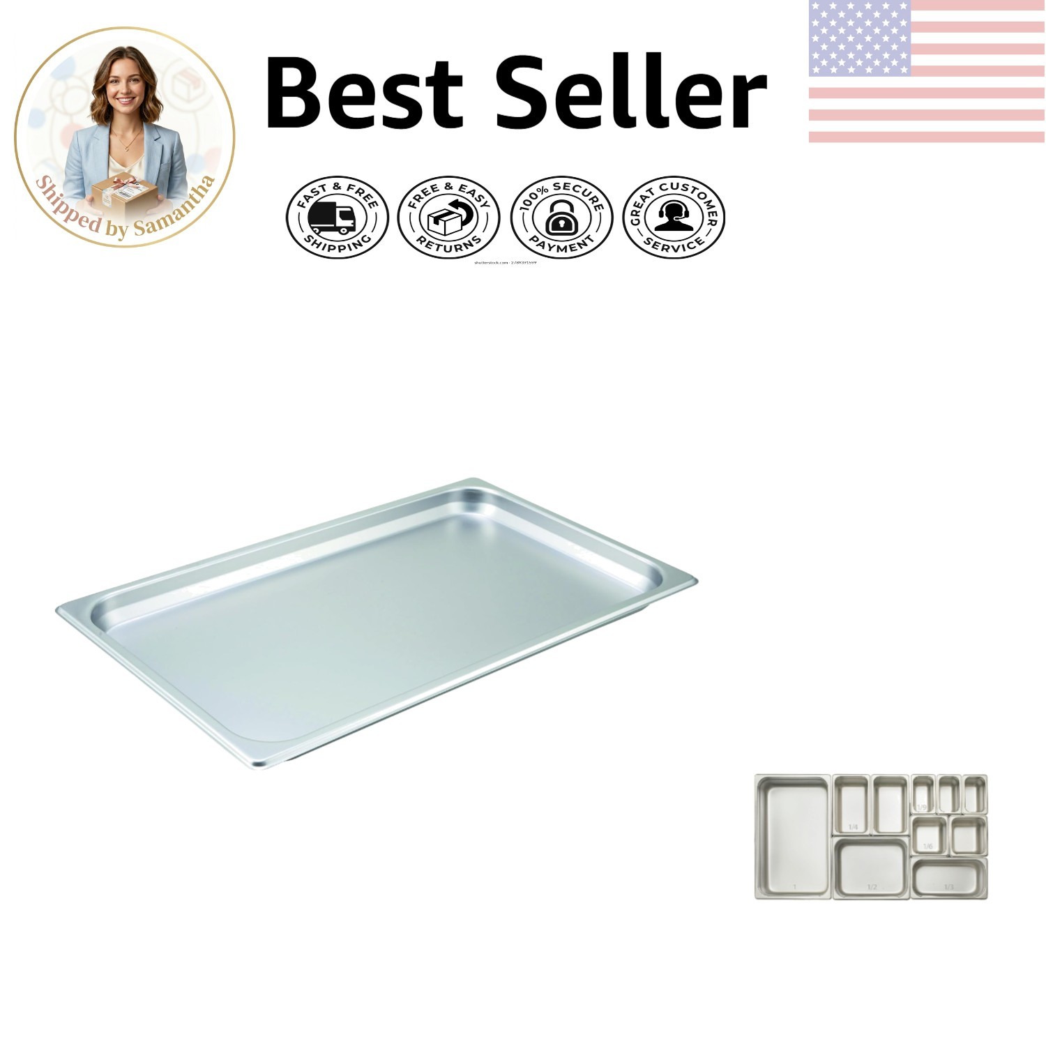 High-Quality Rectangular Steam Table Pan – 1.25-Inch Deep, Anti-Jamming Design