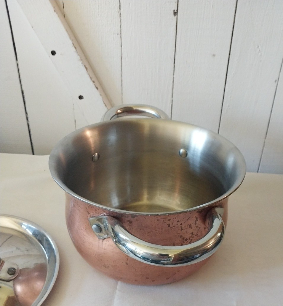 La Sera Hammered Cookware Copper Pot Collection De Luxe Copper Triply w/Lid