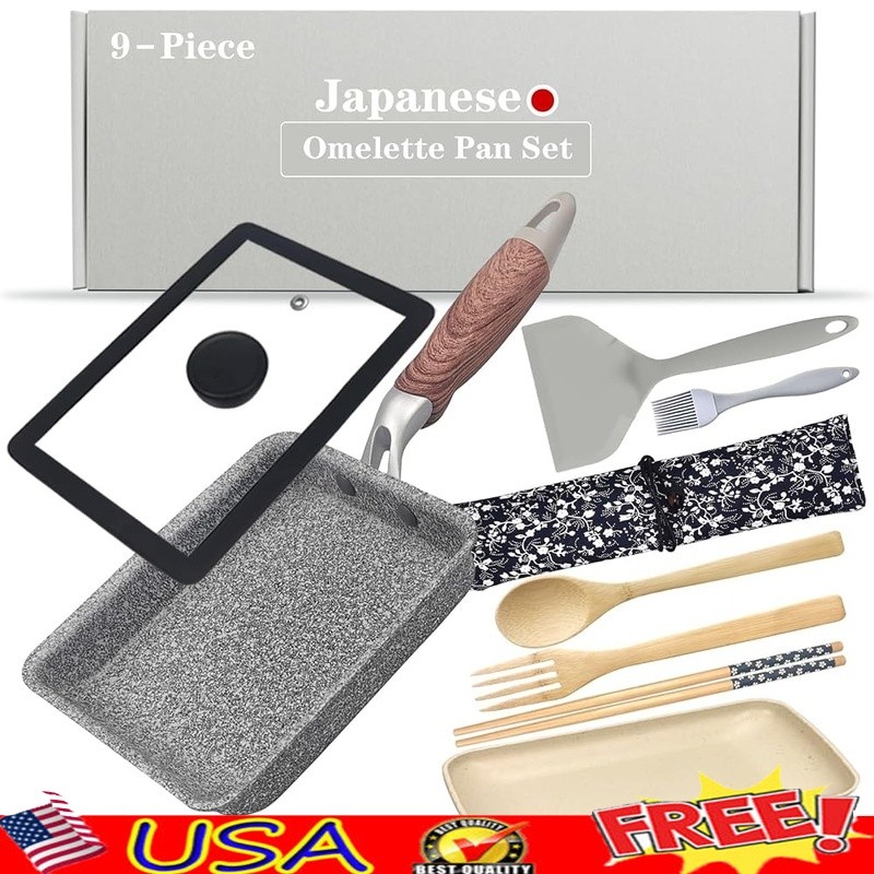 Japanese Omelet Pan Set Nonstick Cooking Tools Induction Electric Stove Cookware
