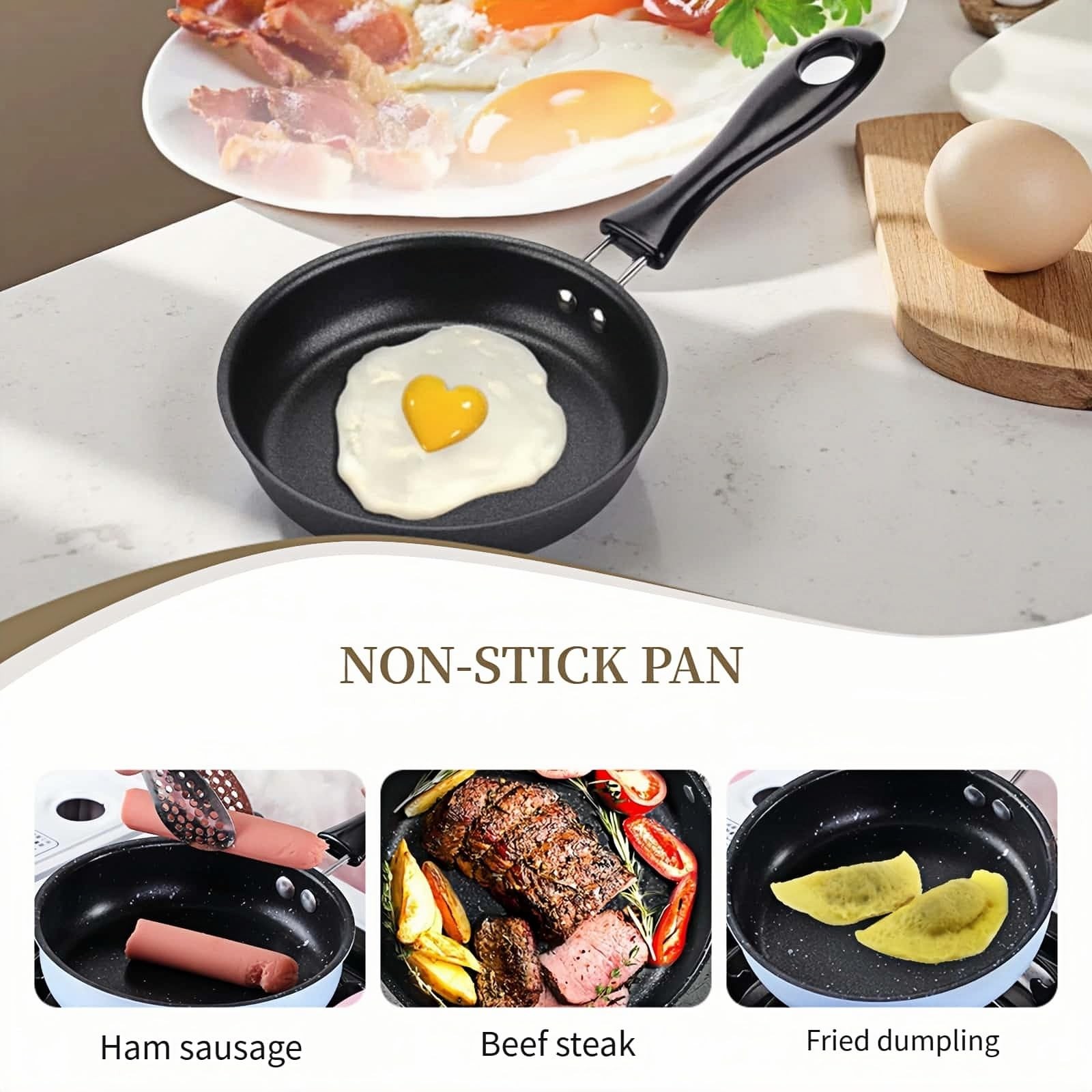 FANBODTA 4.7inch Mini Non-Tick Egg Pan – 5-Layer Coating, Dishwasher Safe, Ga…
