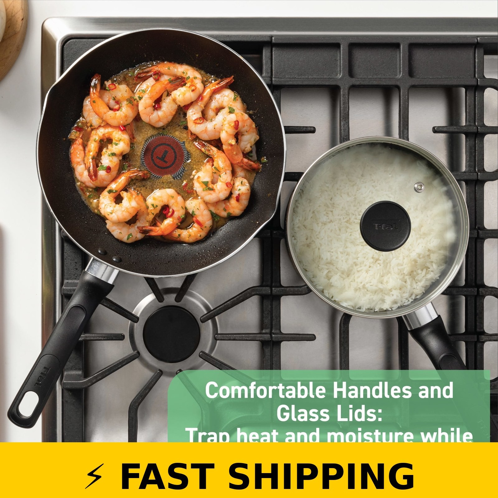 T-fal Easy Care Nonstick Cookware Set, 12 Pieces, Grey