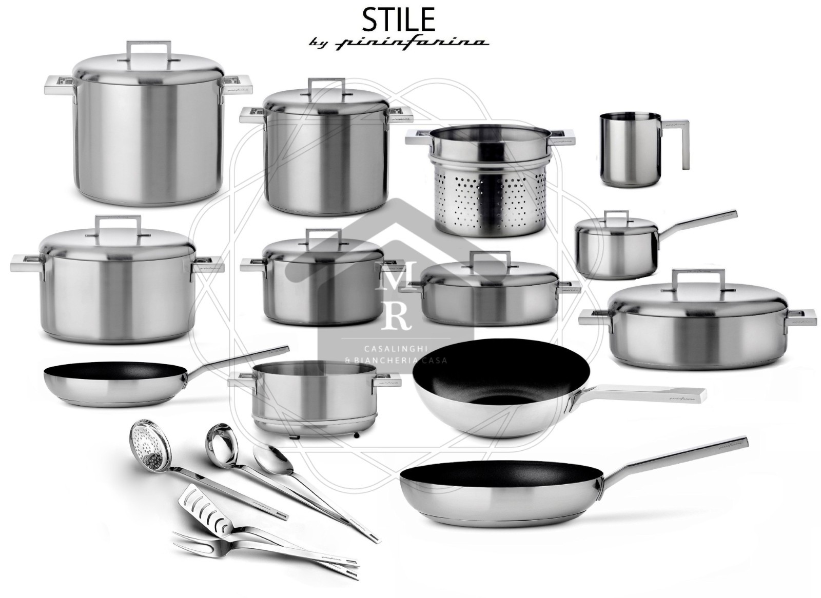 25pc Stainless Steel Cookware Set Pininfarina by Mepra Design Style Line