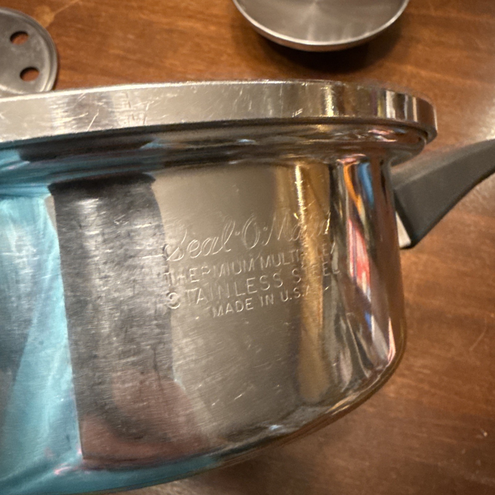 Vintage Seal O Matic Thermium Stainless Steel Pots USA 3 PC Set