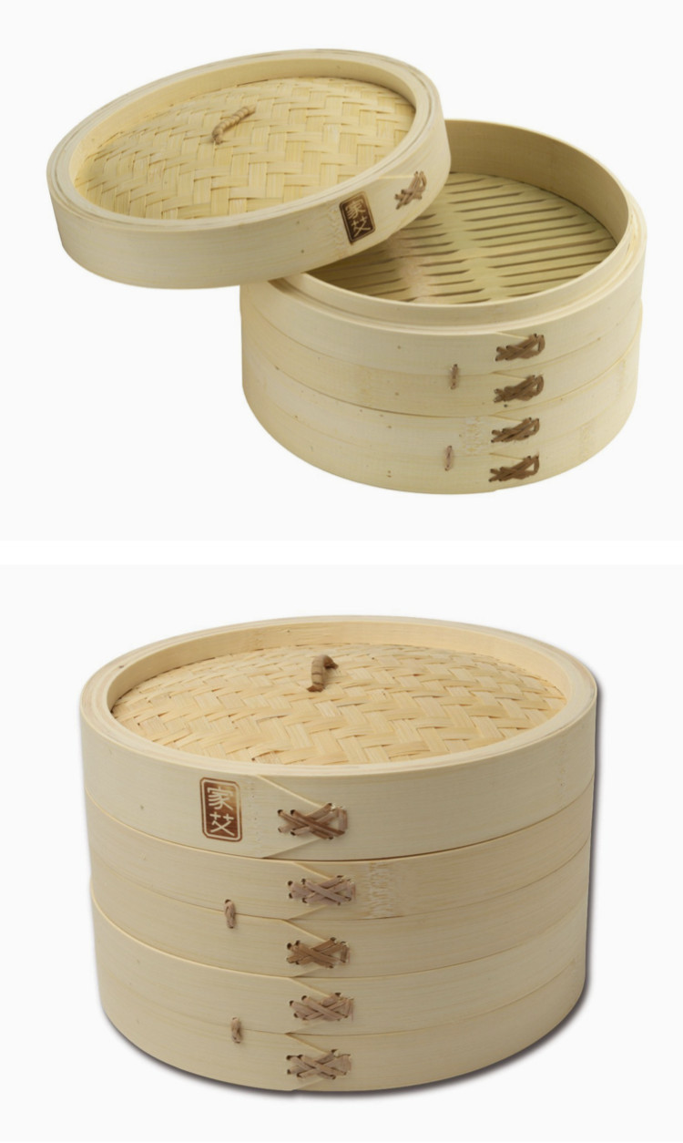 Natural Bamboo Steamer Basket 10″ Set Of 2 + Lid