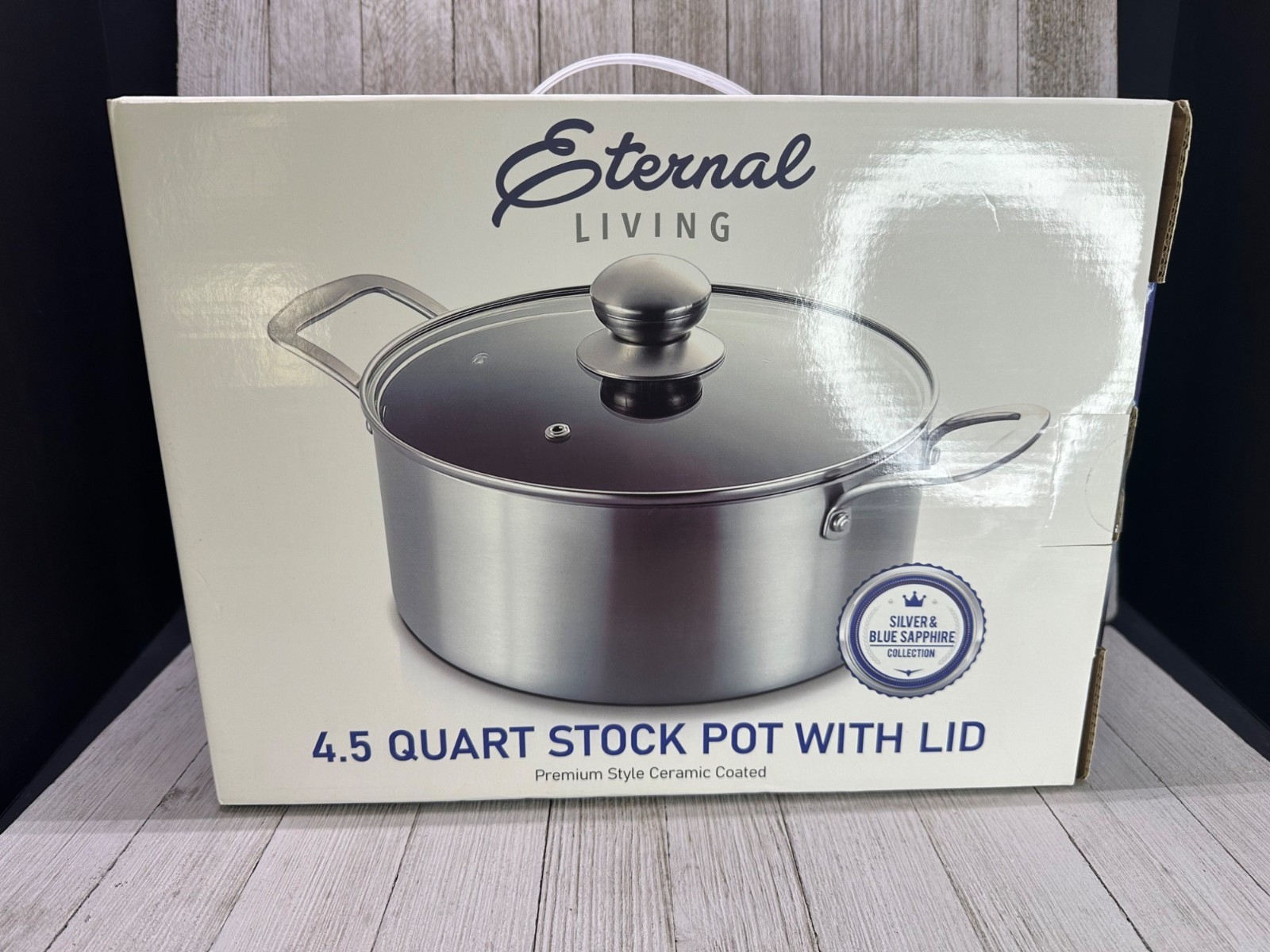 Eternal Living Stock Pot Non Stick Ceramic Coated 4.5 Quart w Lid SBS Collection