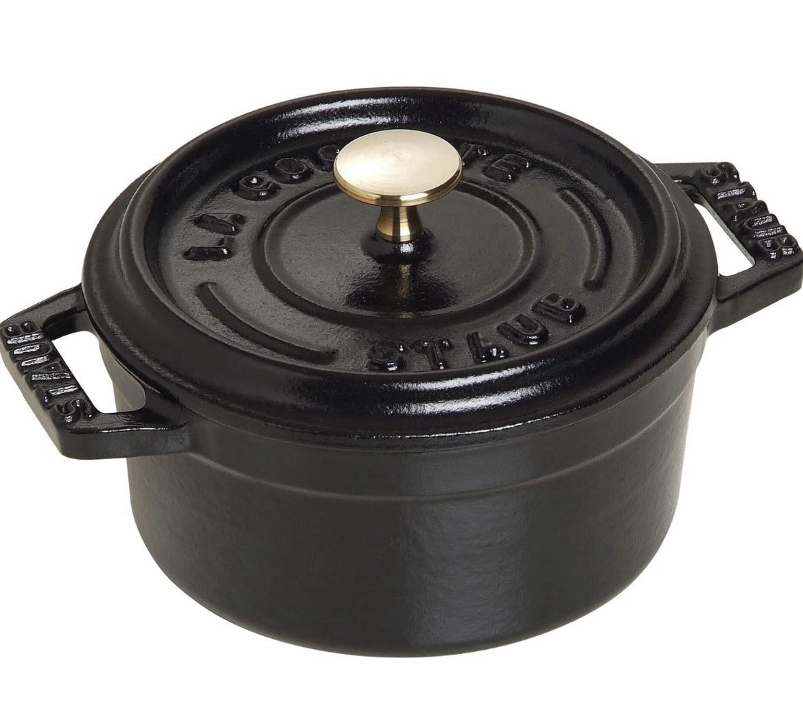 STAUB Cast Iron 0.25-qt Mini Round Cocotte Black France Electric Gas Induction