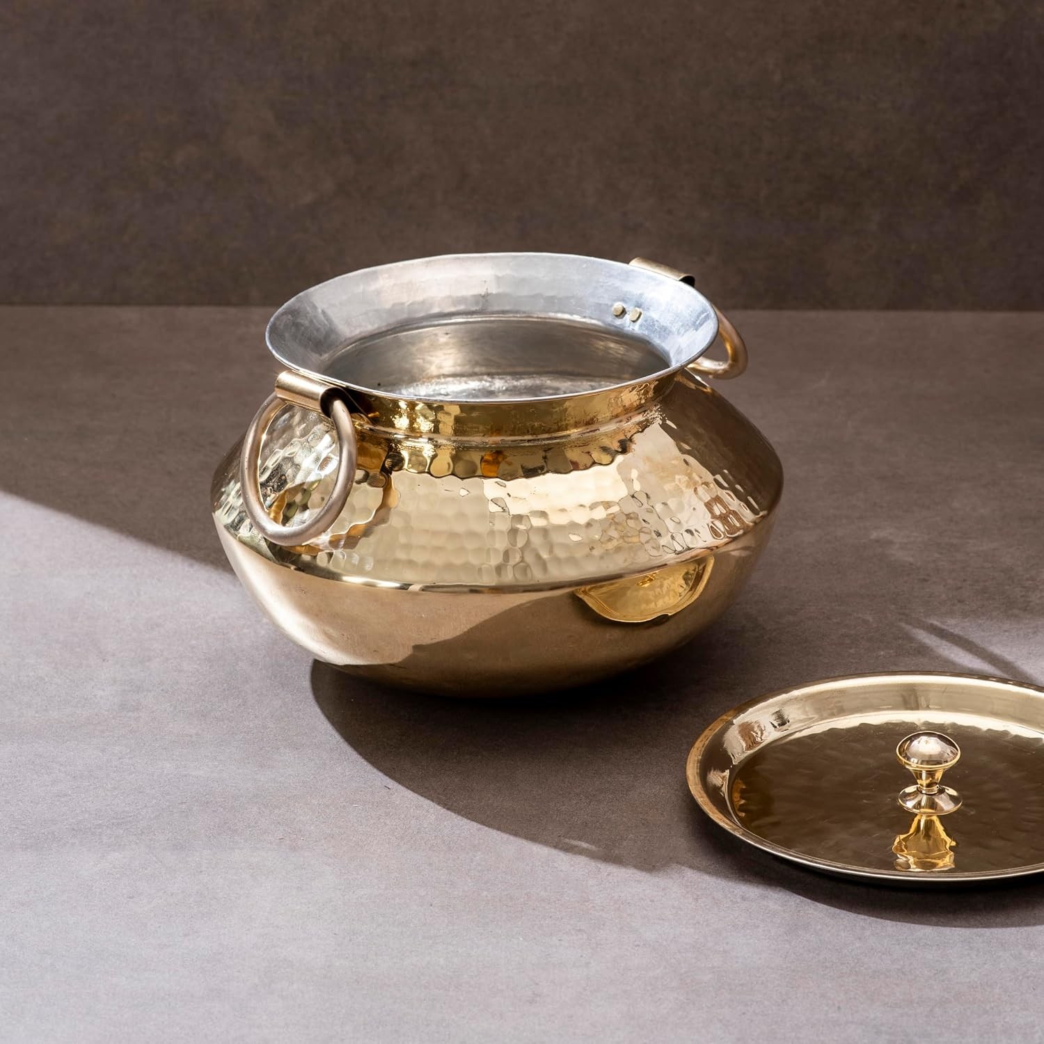 Copper Madurai Handi Tin Coated with Lid 100% Pure Copper Degchi Teflon