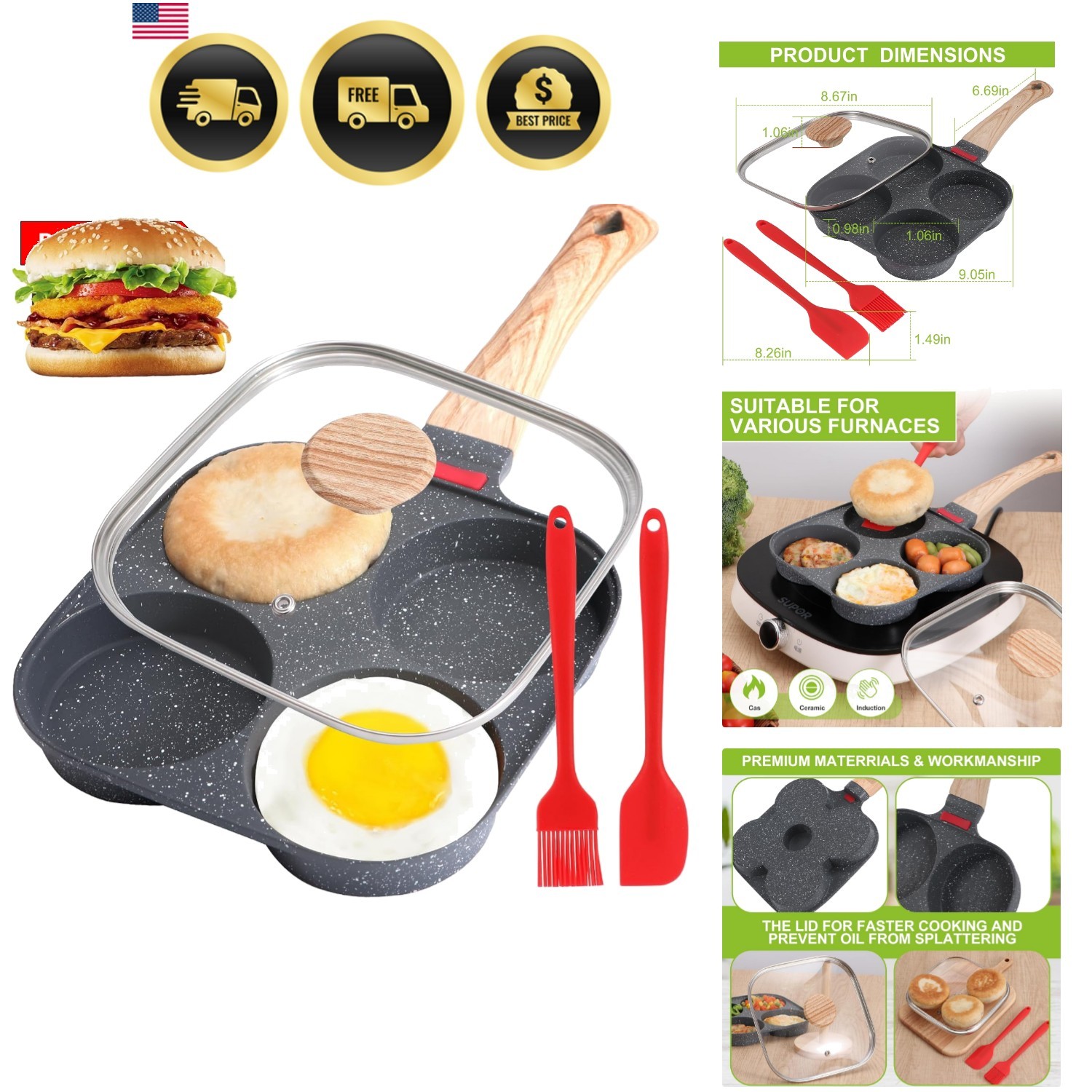 Egg Pan, Egg Pans Nonstick, Omelette Pan with Lid , Healthy Egg Frying Pan f…