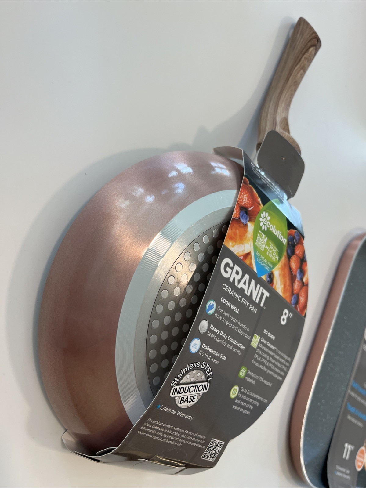 Ecolution Healthy Cook GRANIT 8″ Non-Stick Ceramic Fry Pan Woodgrain / Rose Gold