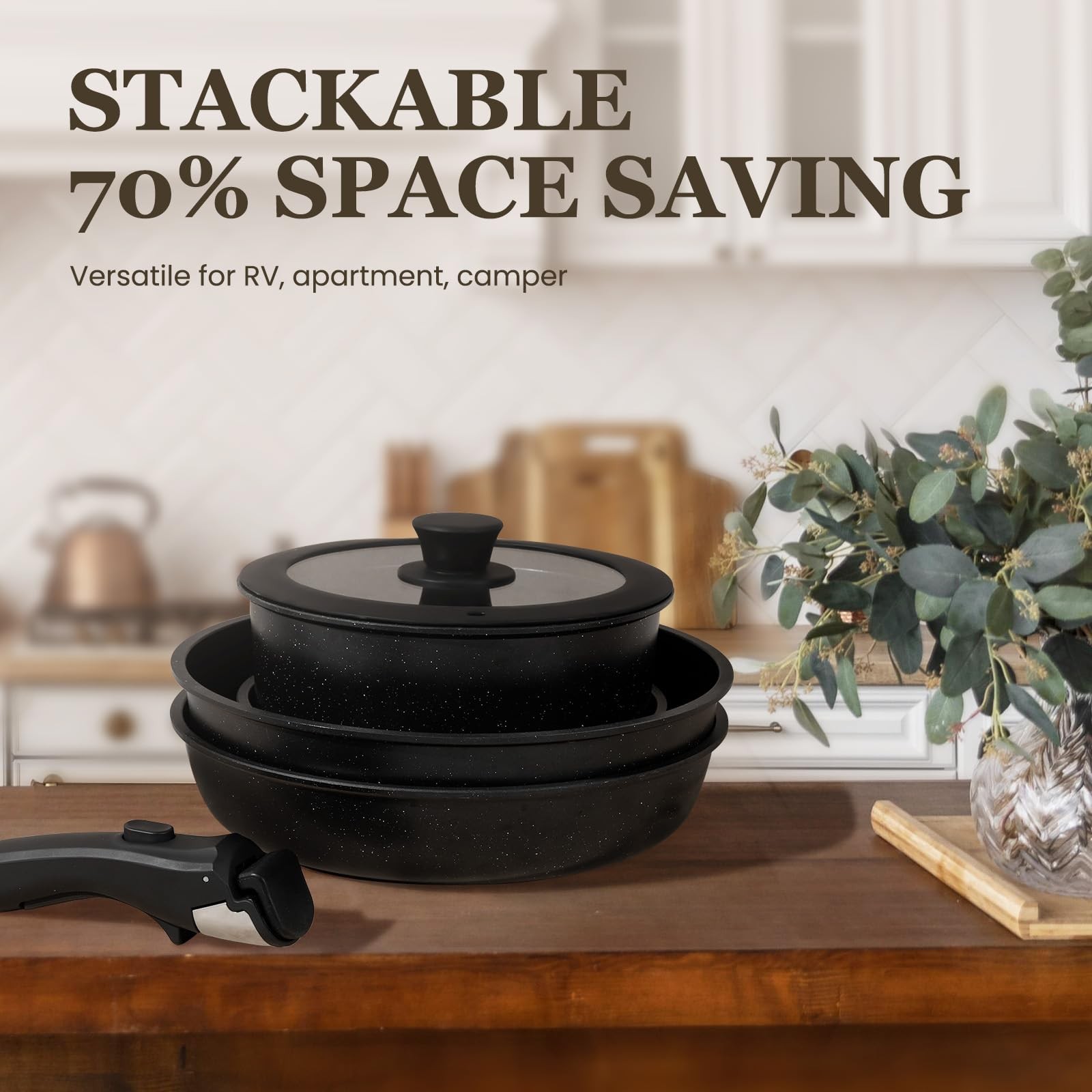30-Piece Nonstick Pots and Pans Set, Cookware with Removable Handle