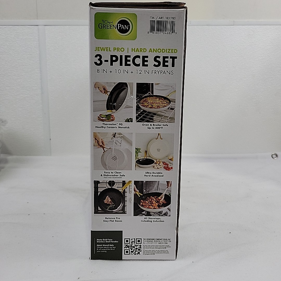 Greenpan Jewel Pro 3 Piece Set, 8″, 10″ & 12″ Frypans