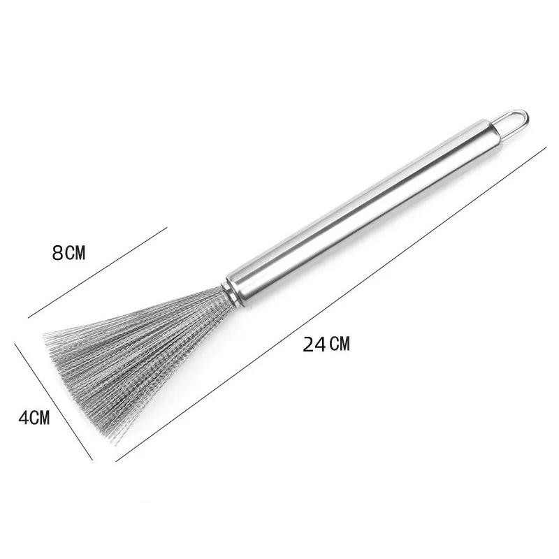 Stainless Steel Kitchen Cleaning Brush Long Handle Pot Scrubber