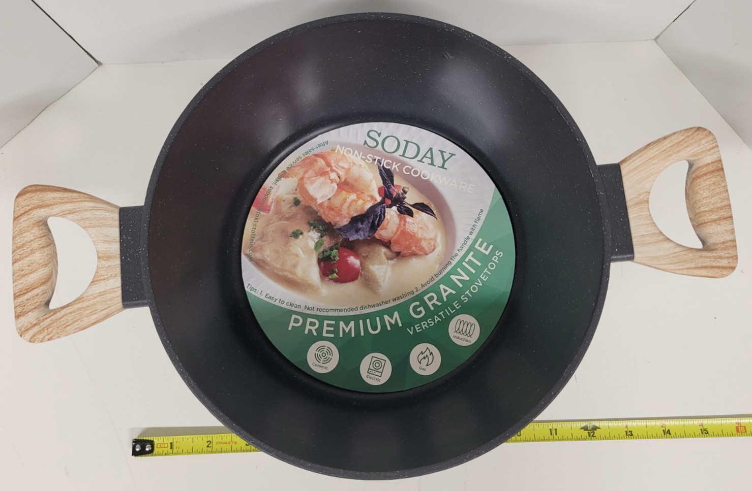 Soday Non-stick Cookware Pot w/Side Handles Deep Cooking Pan 9-3/4″ x 4-1/2″