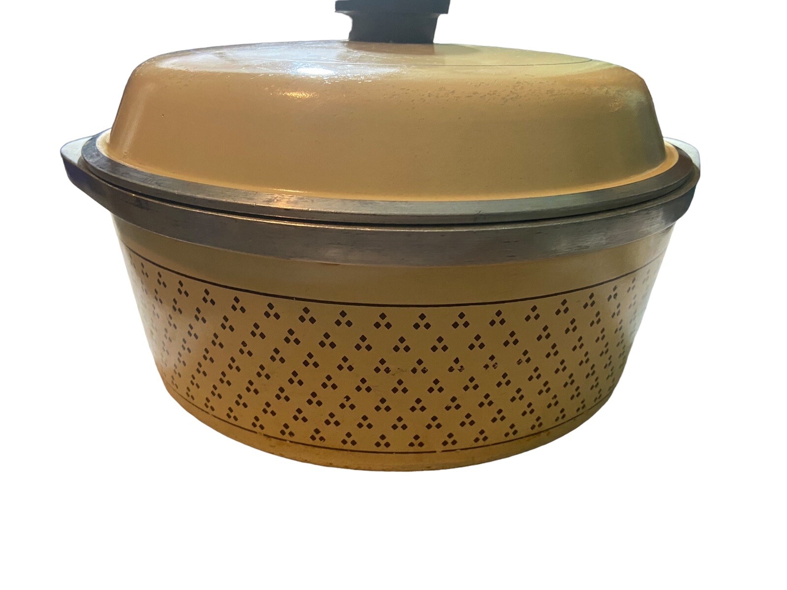 Vintage Sears Roebuck Cast Aluminum Nonstick Interior Harvest Gold Dutch Oven
