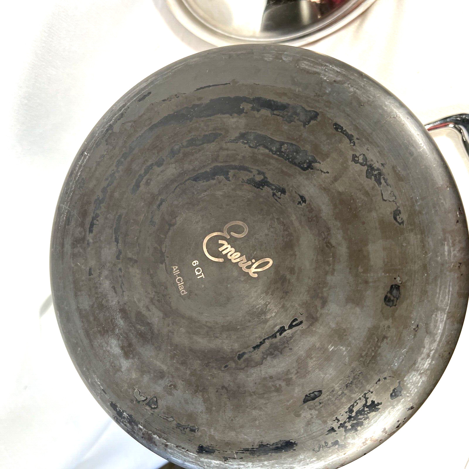 Emeril All Clad 6 Qt Anodized Stock Pot Pan w/Stainless Lid Cover 9-3/8” X 6.25”