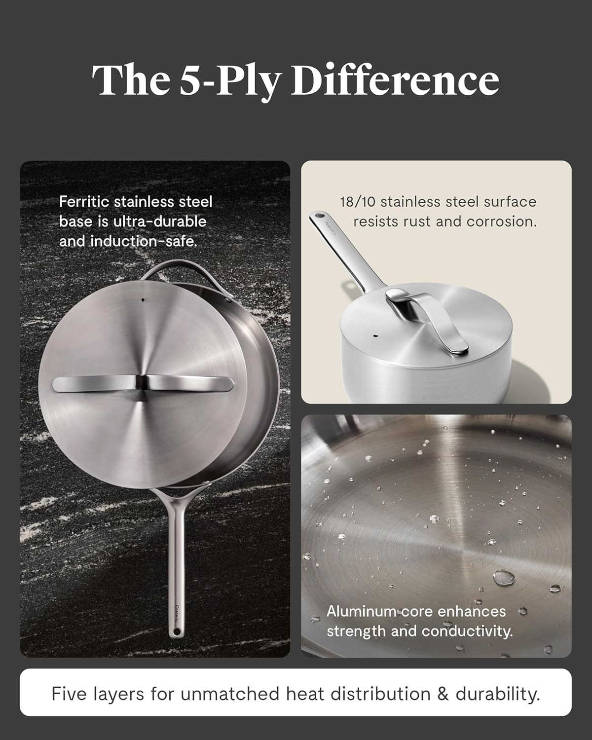 5-Ply Stainless Steel Sauce Pan 1.75 Qt – Oven Safe & Non-Toxic Cookware