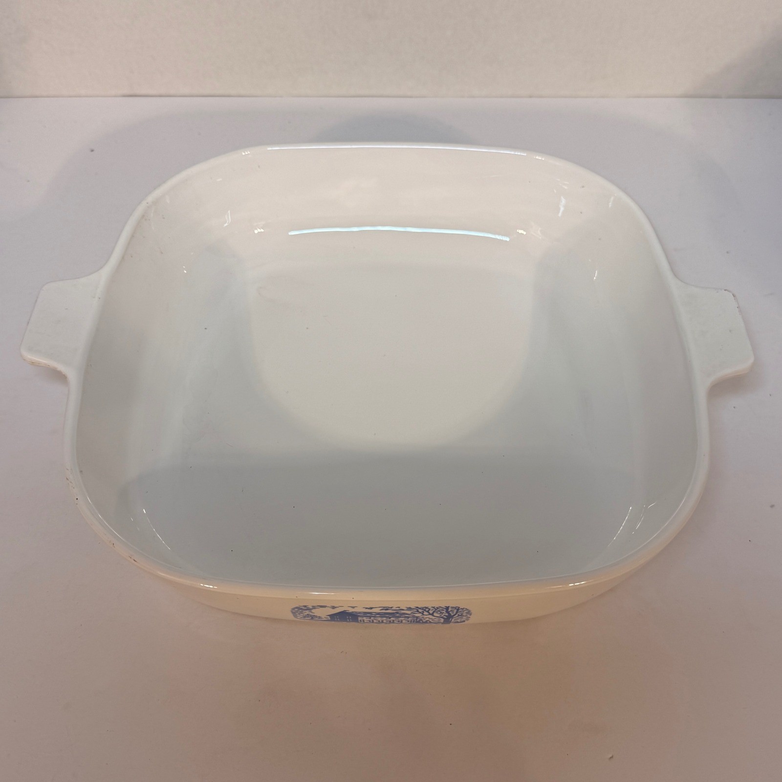 Vintage Corning Ware Amana Radarange Browning Skillet Blue Homestead White 10in