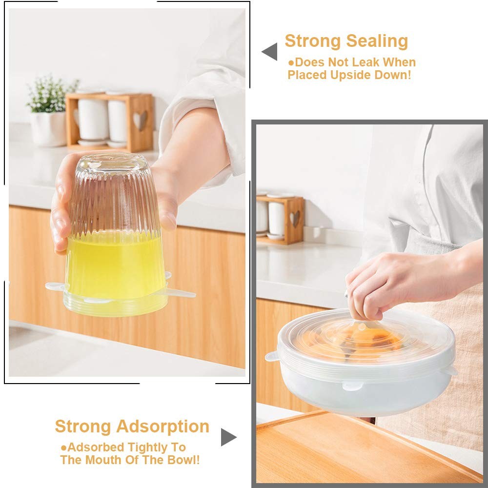 4 Pack Same Size Silicone Stretch Lids, Thicker Reusable Sturdy Silicone