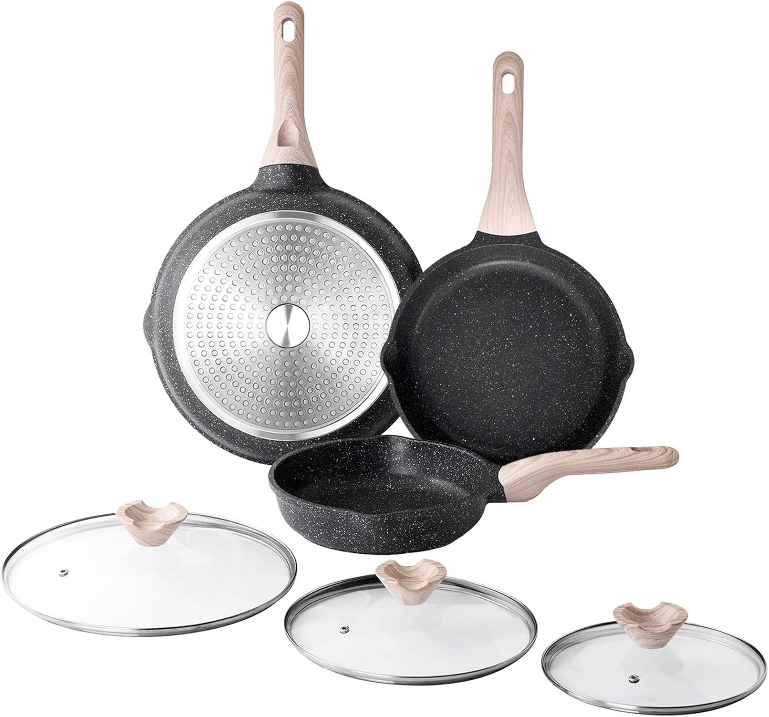 Stay-Cool Nonstick Pan Set with Lids: Healthy Cooking, Collected 8, 9.5, 11 Inch