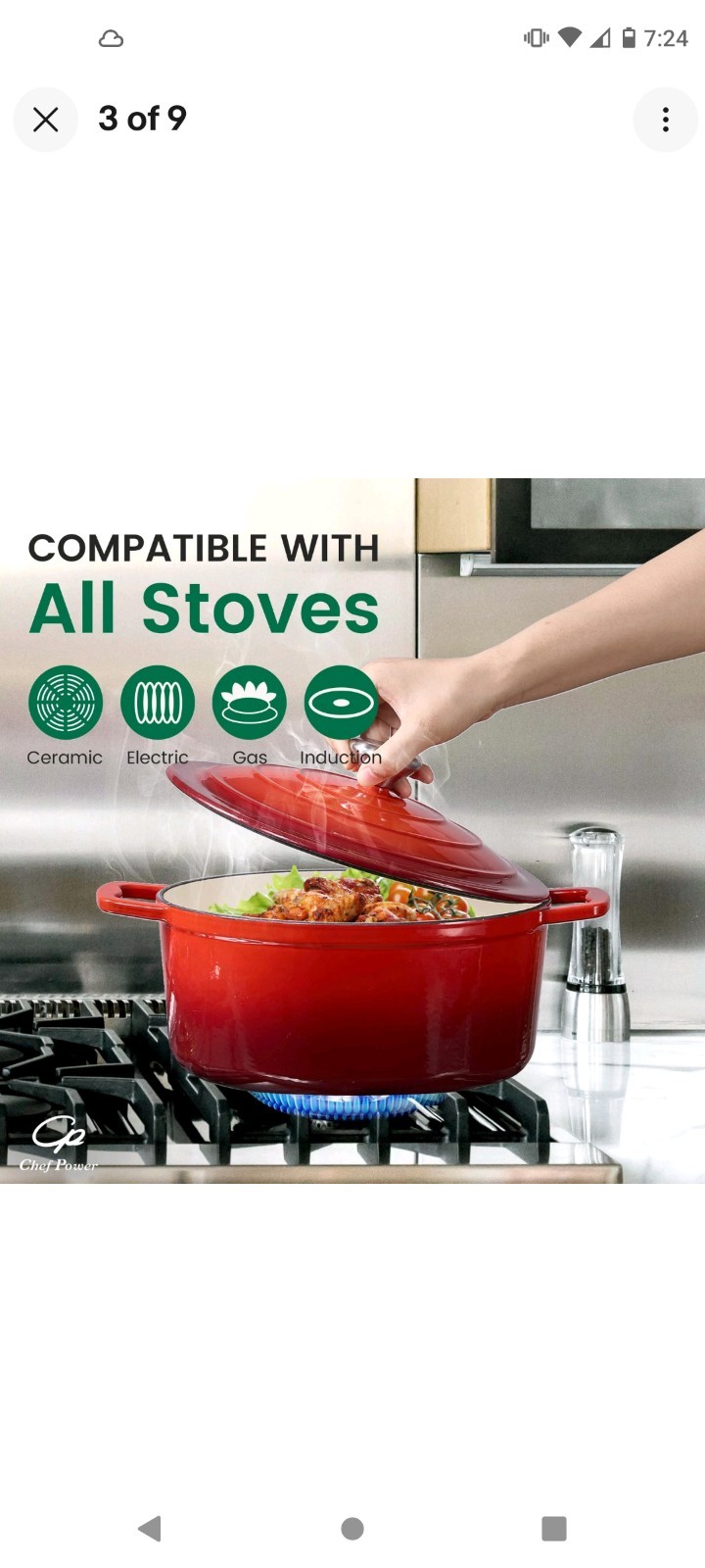 Chef Power Dutch Oven Pot Lid 5Qt Enameled Cast Iron Dutch Oven For Bread