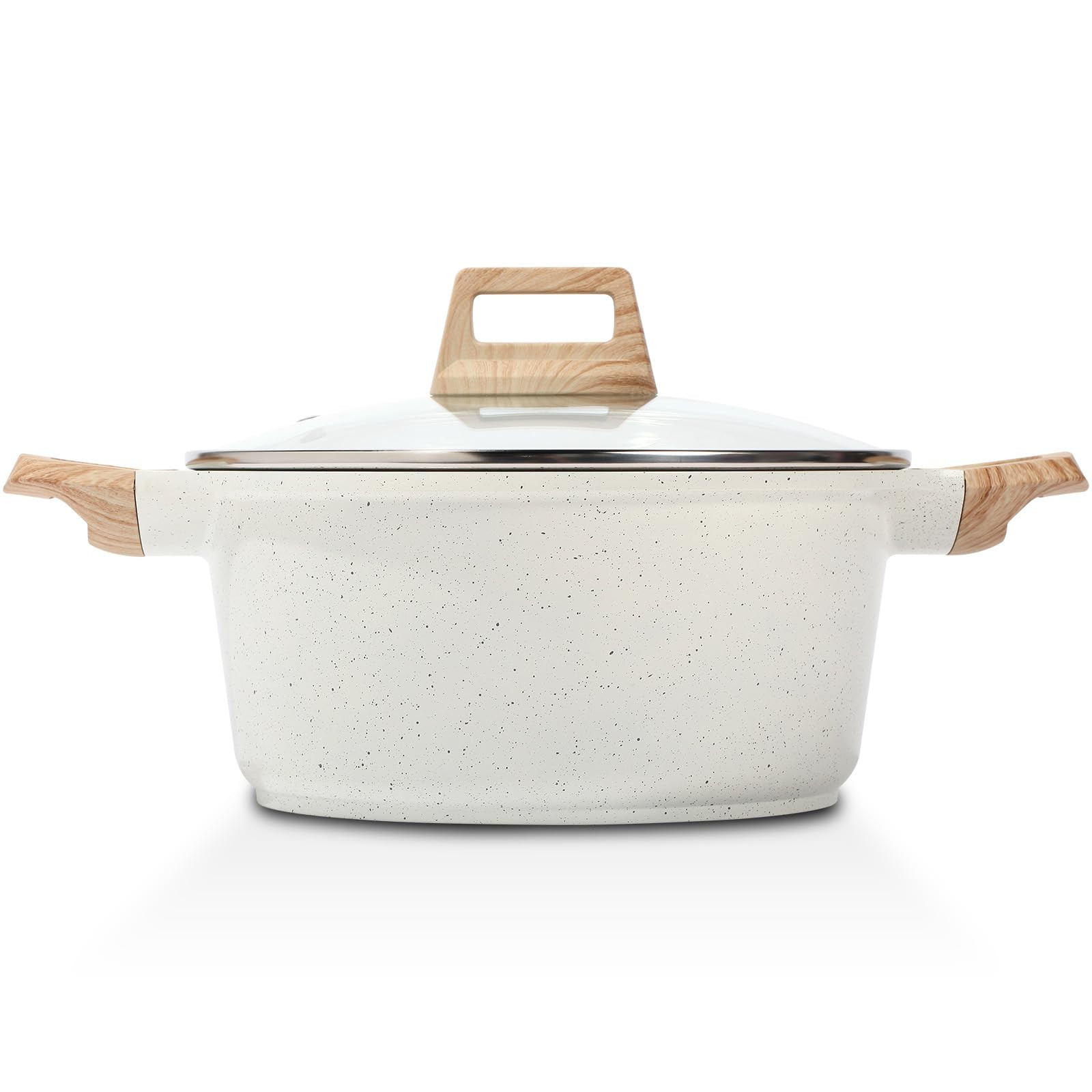 Nonstick Stock Pot with Lid, 3 Quart Granite Casserole Small Soup Pot Pasta C…