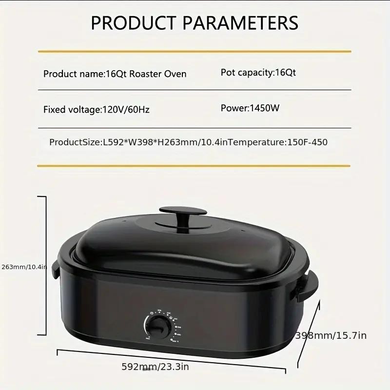 ​​​16QT 1450W Roaster Oven Electric Turkey Roaster Oven Fits Turkeys