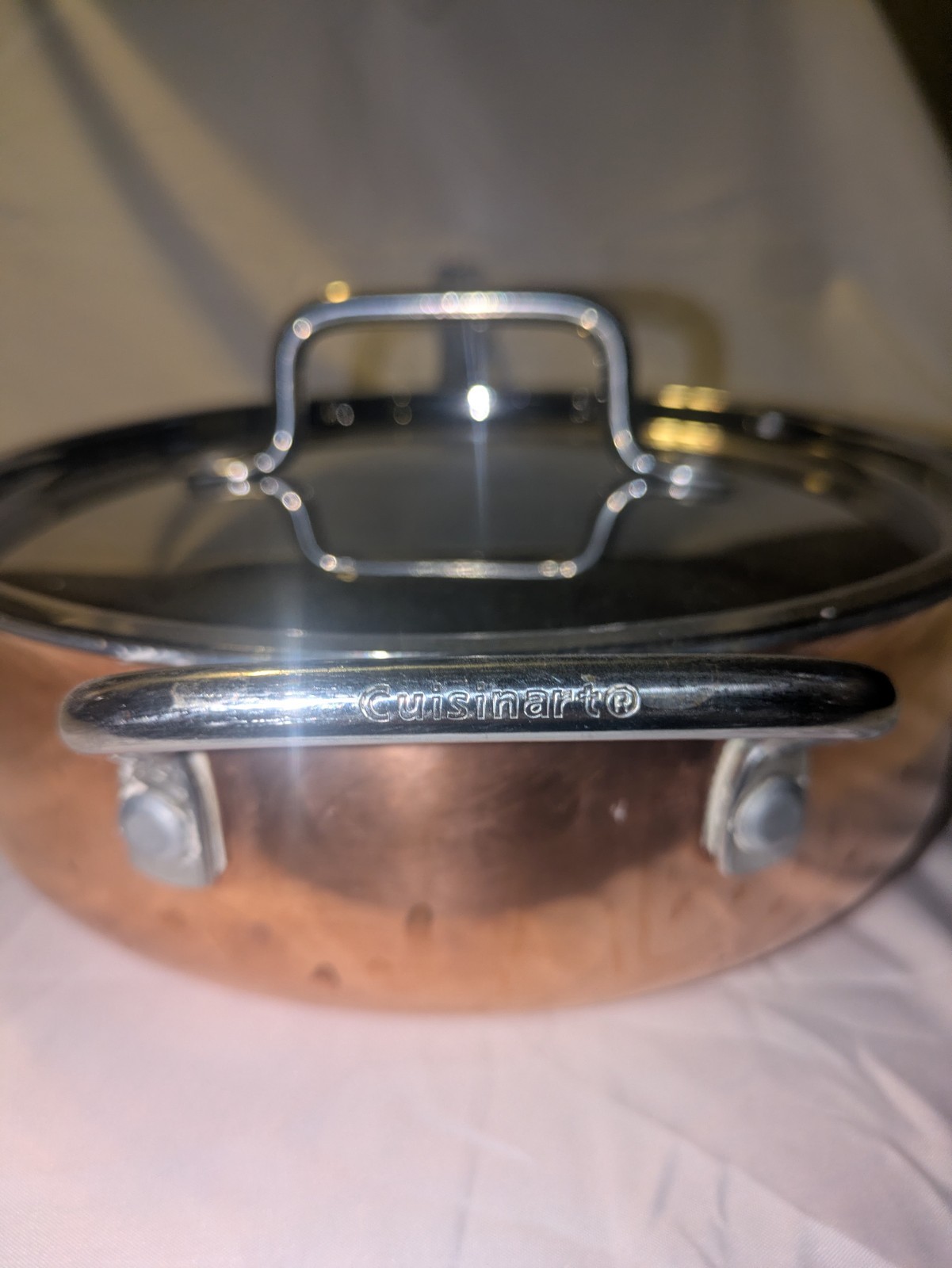 CUISINART COPPER BOTTOM SAUTE SKILLET PAN & LID COVER CTP333-24HT