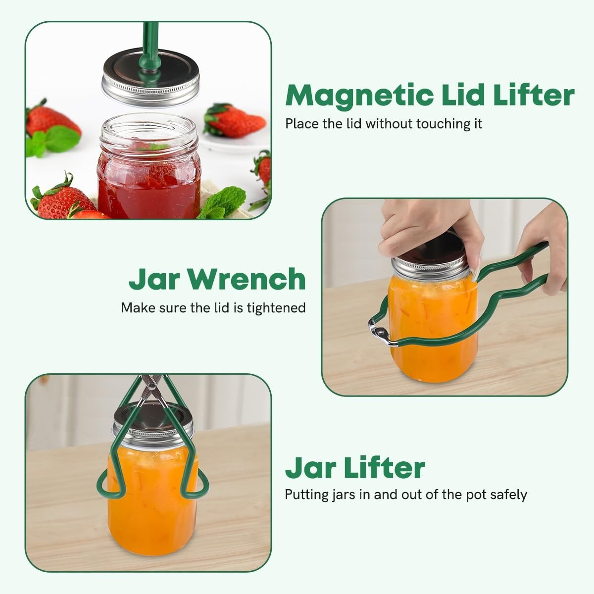 21.5 QT Stainless Steel Canning Pot with Rack & Lid, Starter Kit & 6 Tools Set