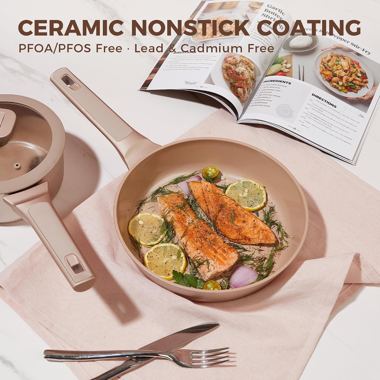 Pots and Pans Set Nonstick, 26 Pcs All-in-One Kitchen Starter Set with Cookware,